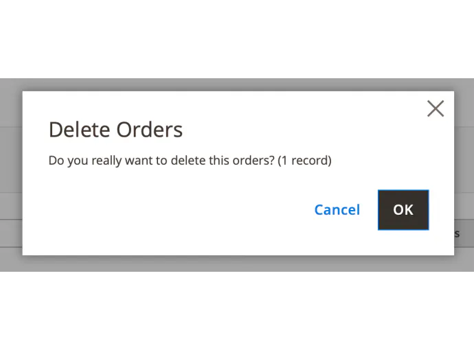 Delete Orders Popup