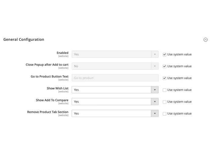 Quickview Extension Configurations for Magento 2